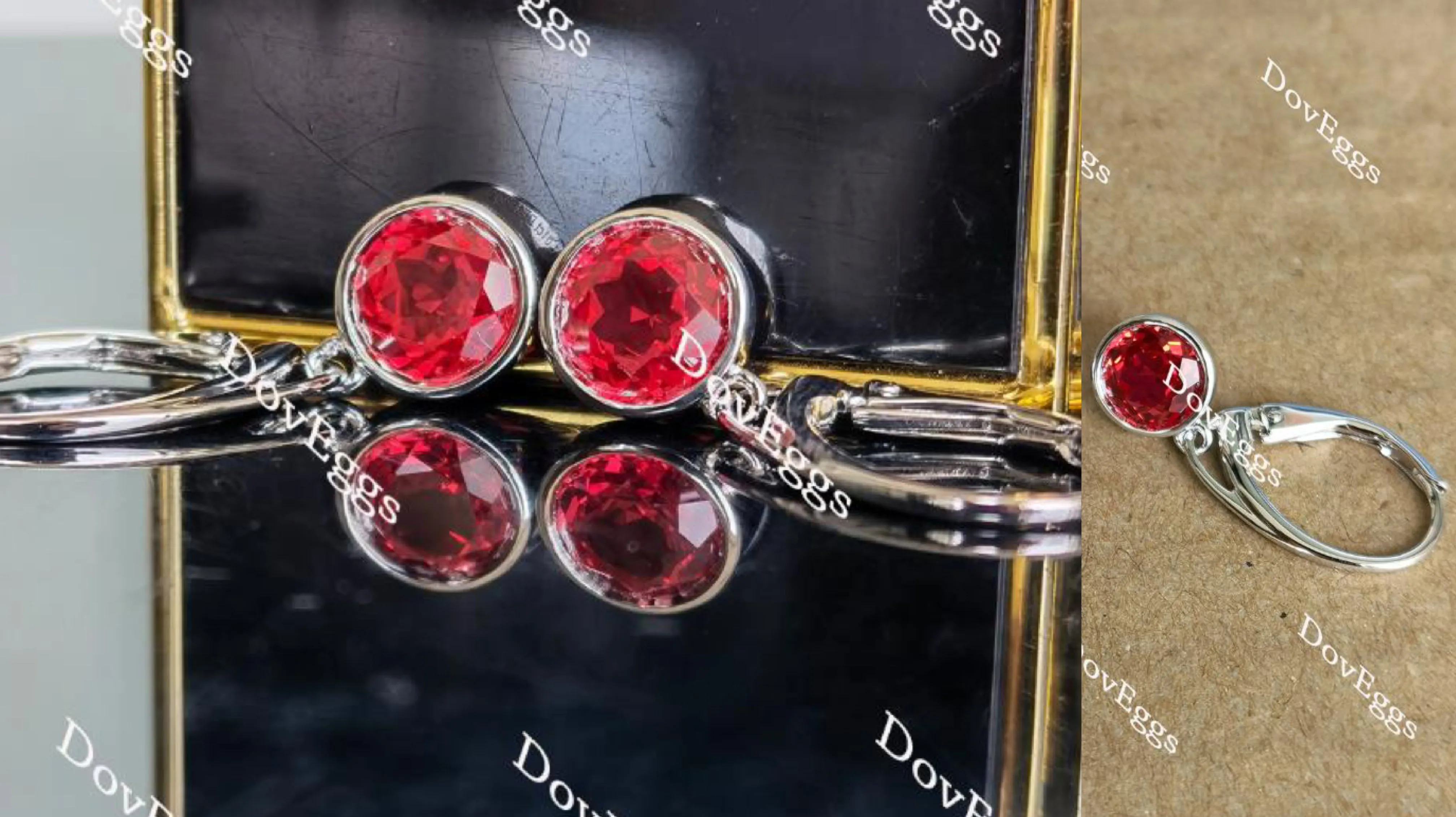 Doveggs bezel setting drop colored gem earrings for women