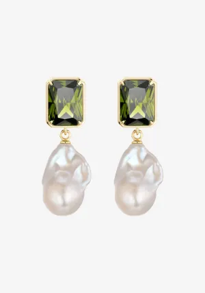 DRAMA PEARL DROP EARRING PERIDOT