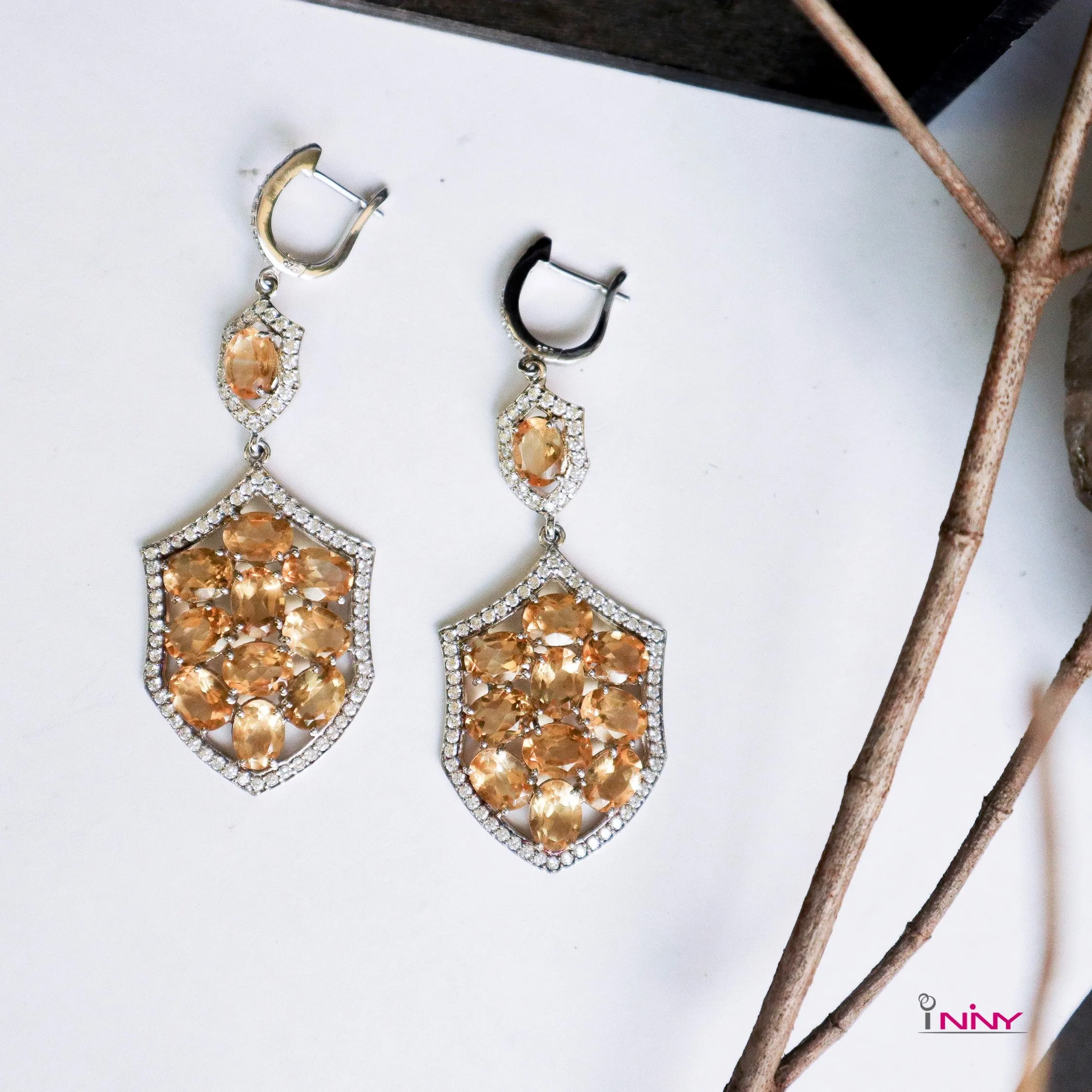 Elaborated Citrine Earrings