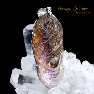 Exquisite Hand Carved Ametrine Dragon Crystal Pendant