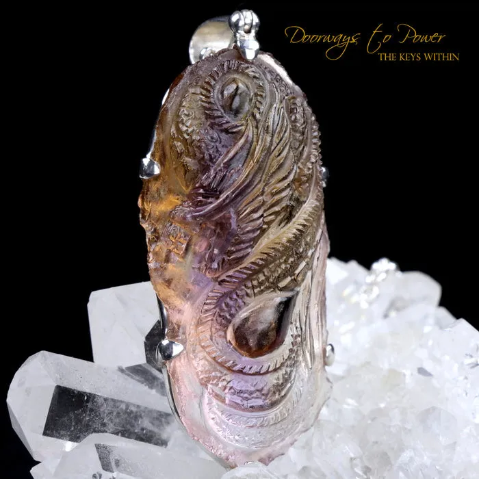 Exquisite Hand Carved Ametrine Dragon Crystal Pendant