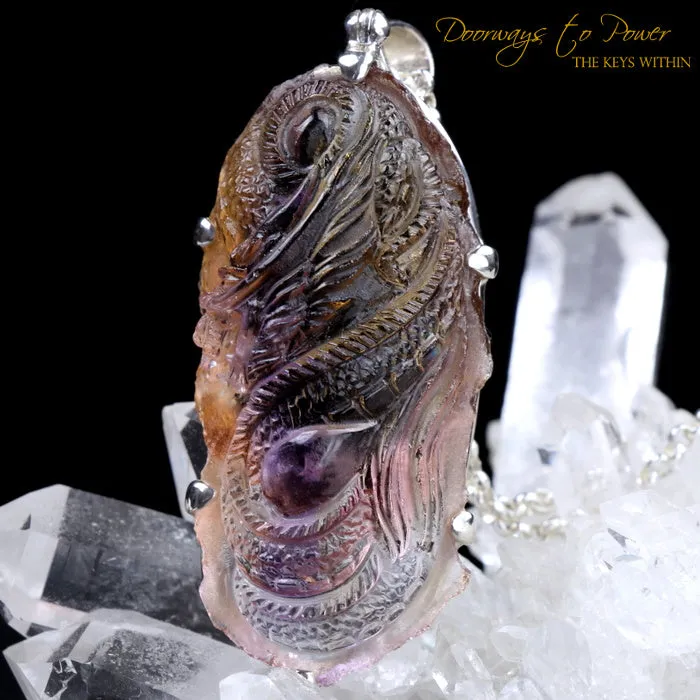 Exquisite Hand Carved Ametrine Dragon Crystal Pendant