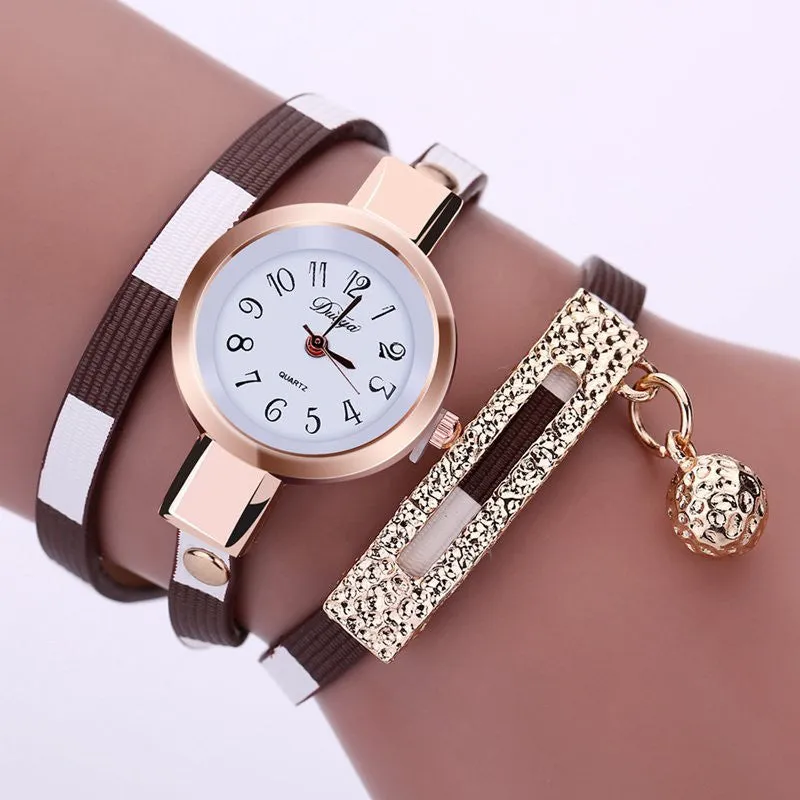 Fashion Women Leather Bracelet Watch Luxury Brand Quartz Watch