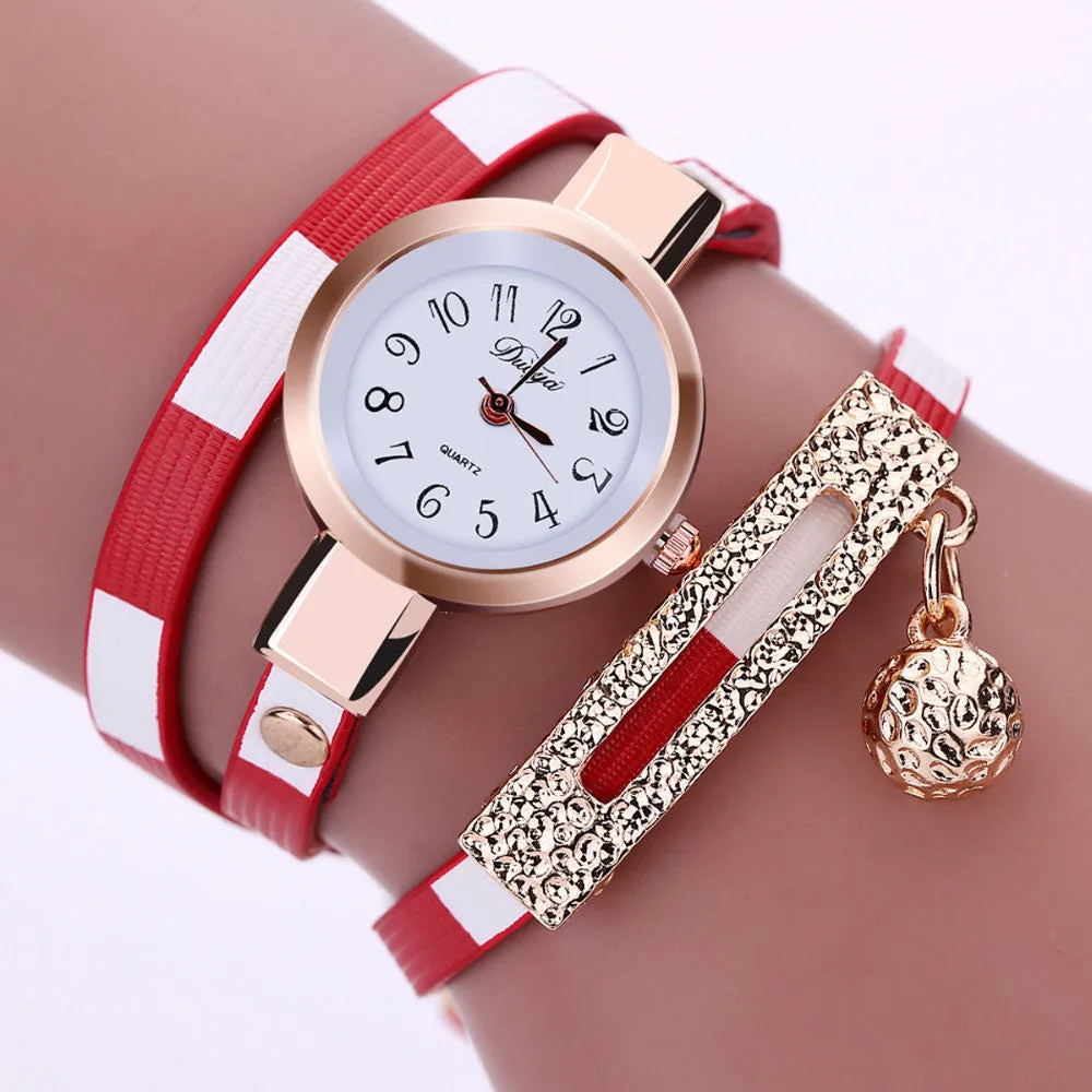 Fashion Women Leather Bracelet Watch Luxury Brand Quartz Watch