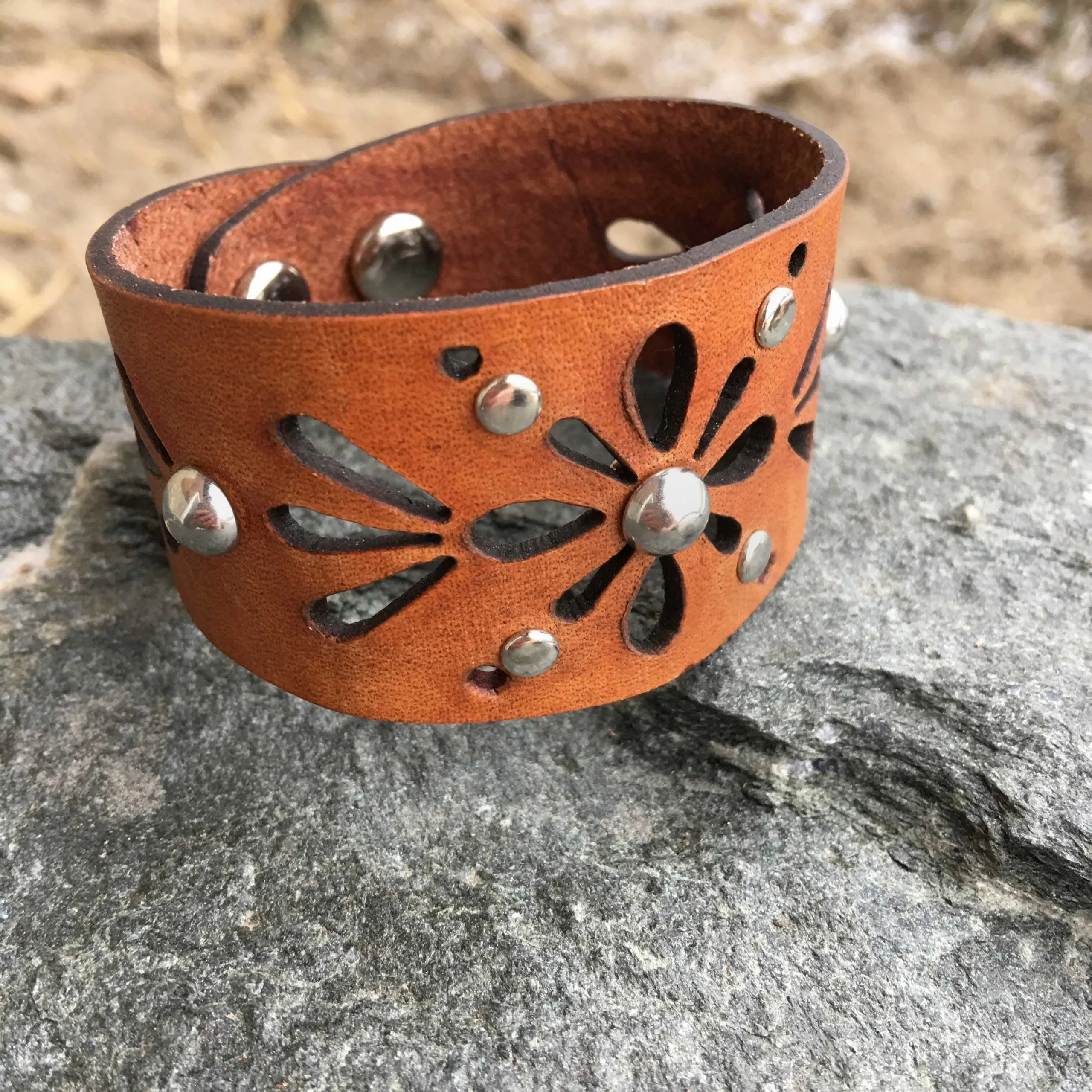 Floral Riveted Cuff