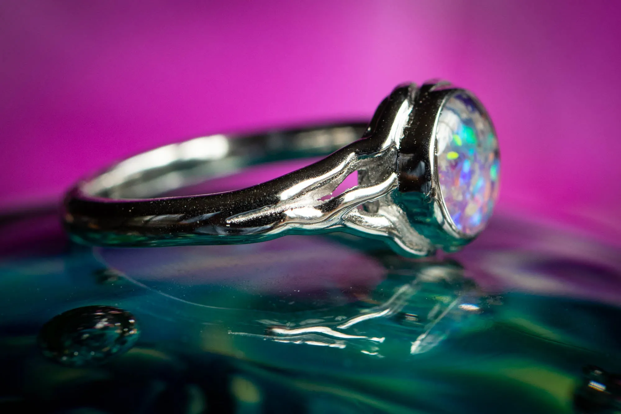 Forked Branch Ring with Cremation Ashes