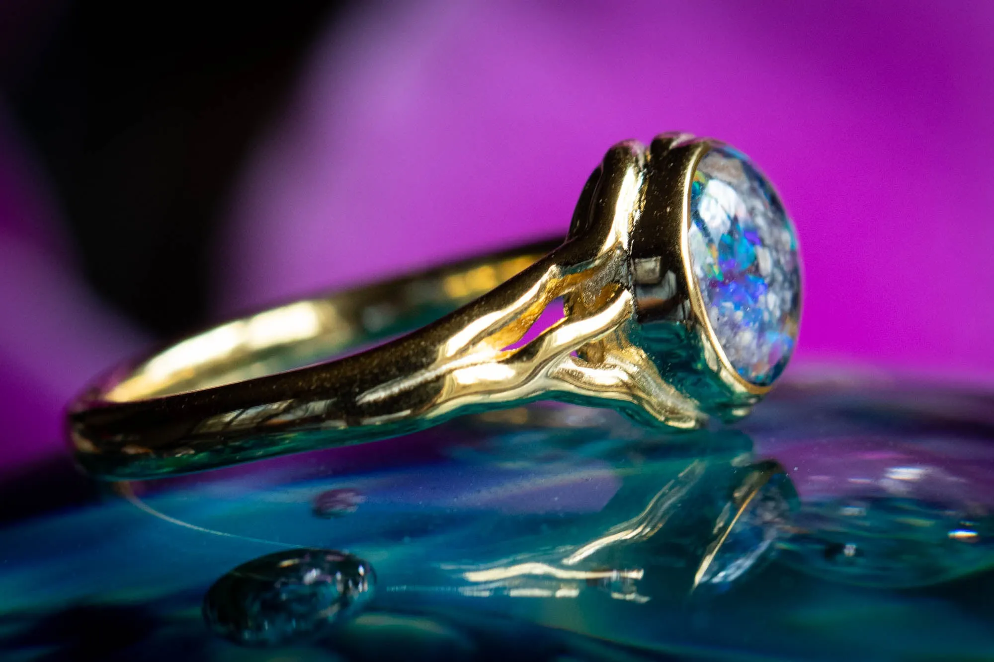 Forked Branch Ring with Cremation Ashes