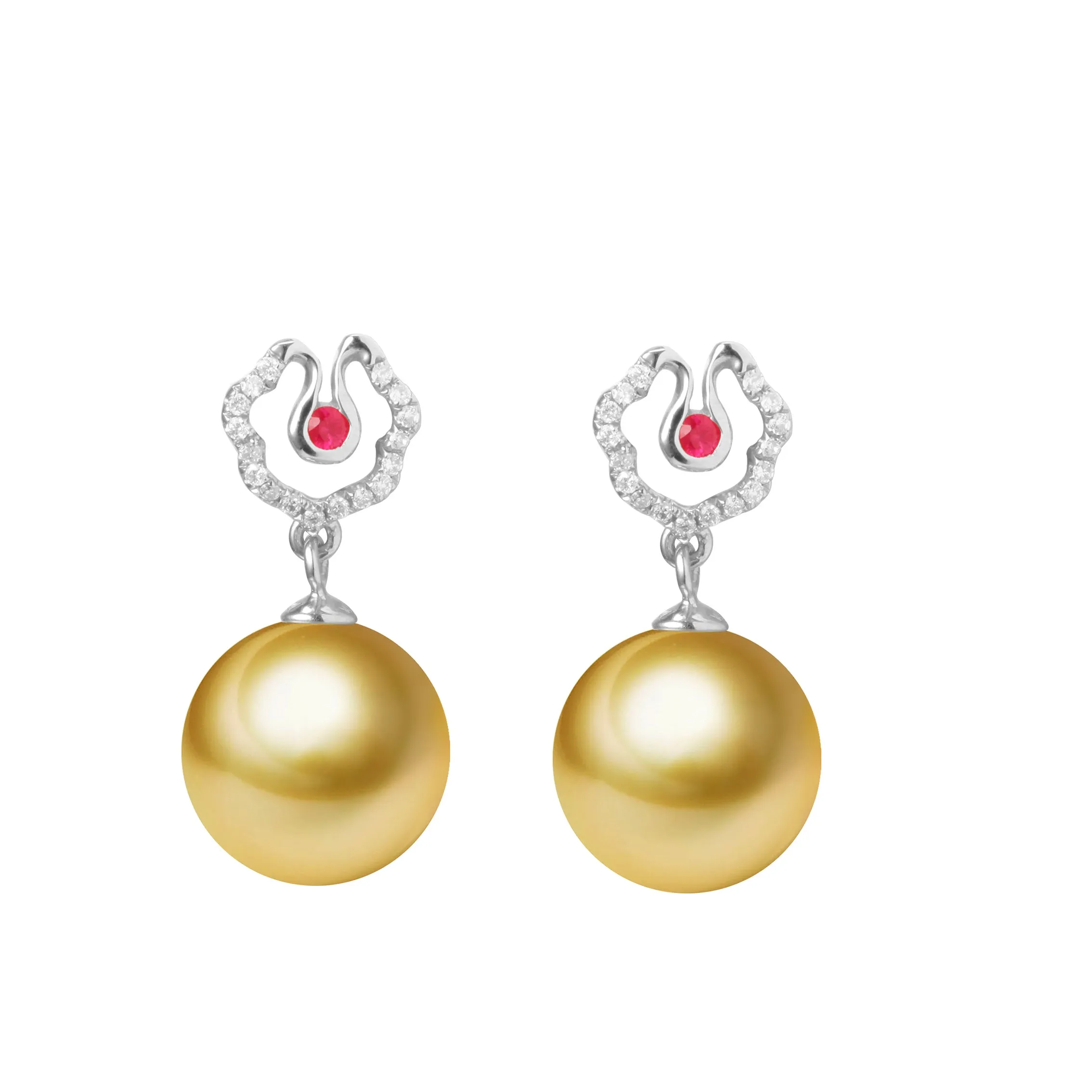 G18k Diamonds Hibiscus Pearl Earrings