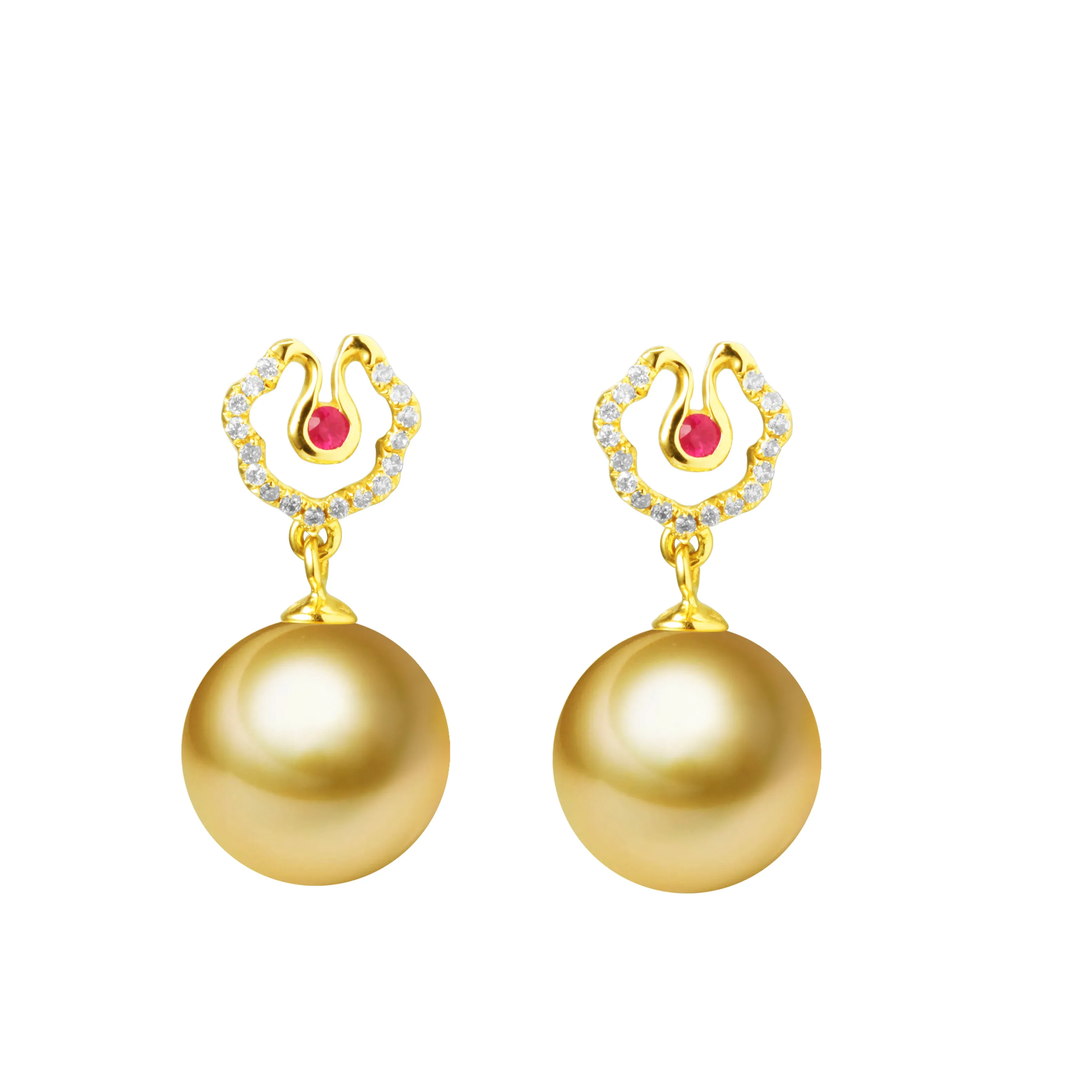 G18k Diamonds Hibiscus Pearl Earrings