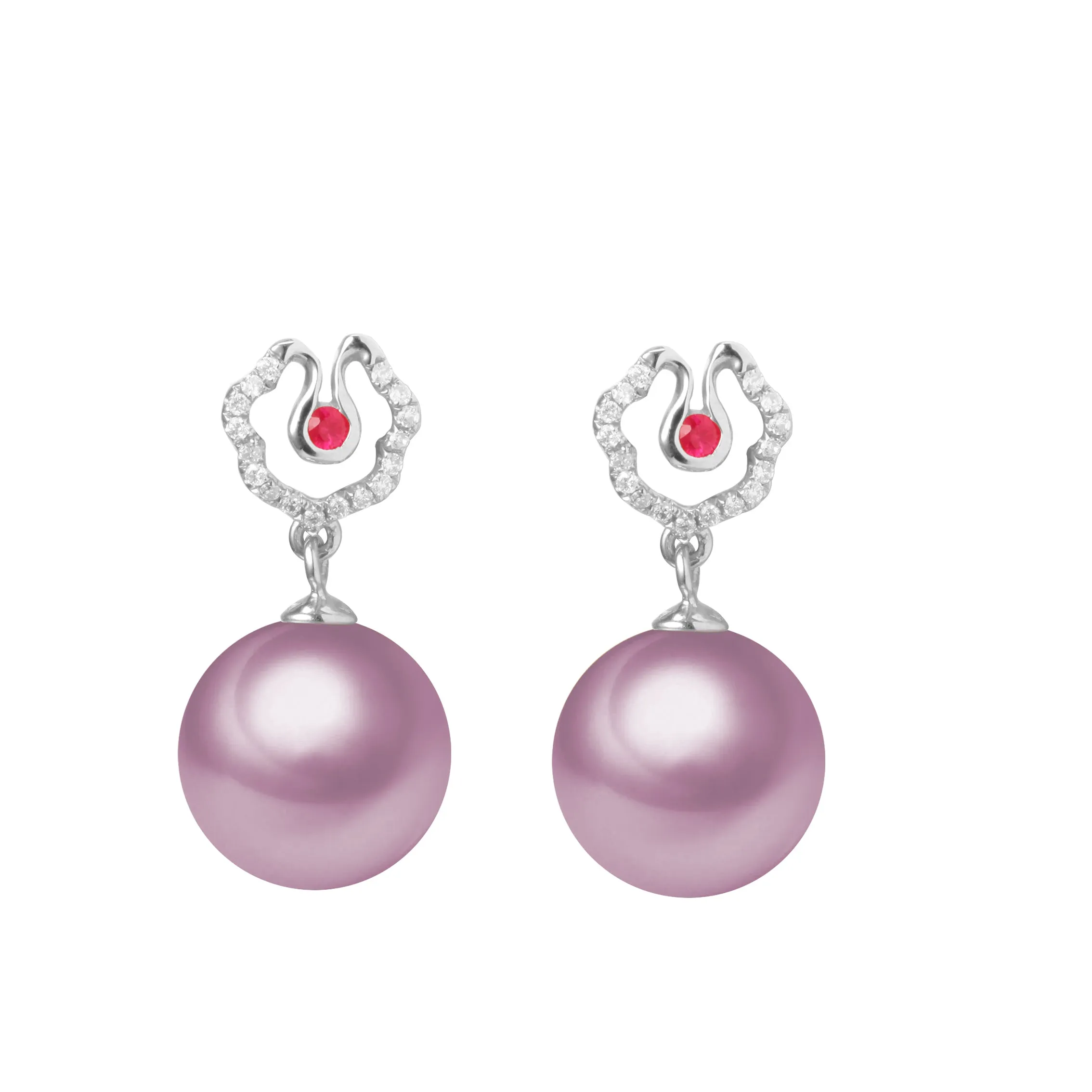 G18k Diamonds Hibiscus Pearl Earrings