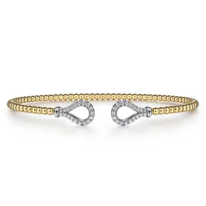 Gabriel & Co. .26CTW Bujukan Diamond Teardrops Bangle Bracelet in 14K White and Yellow Gold