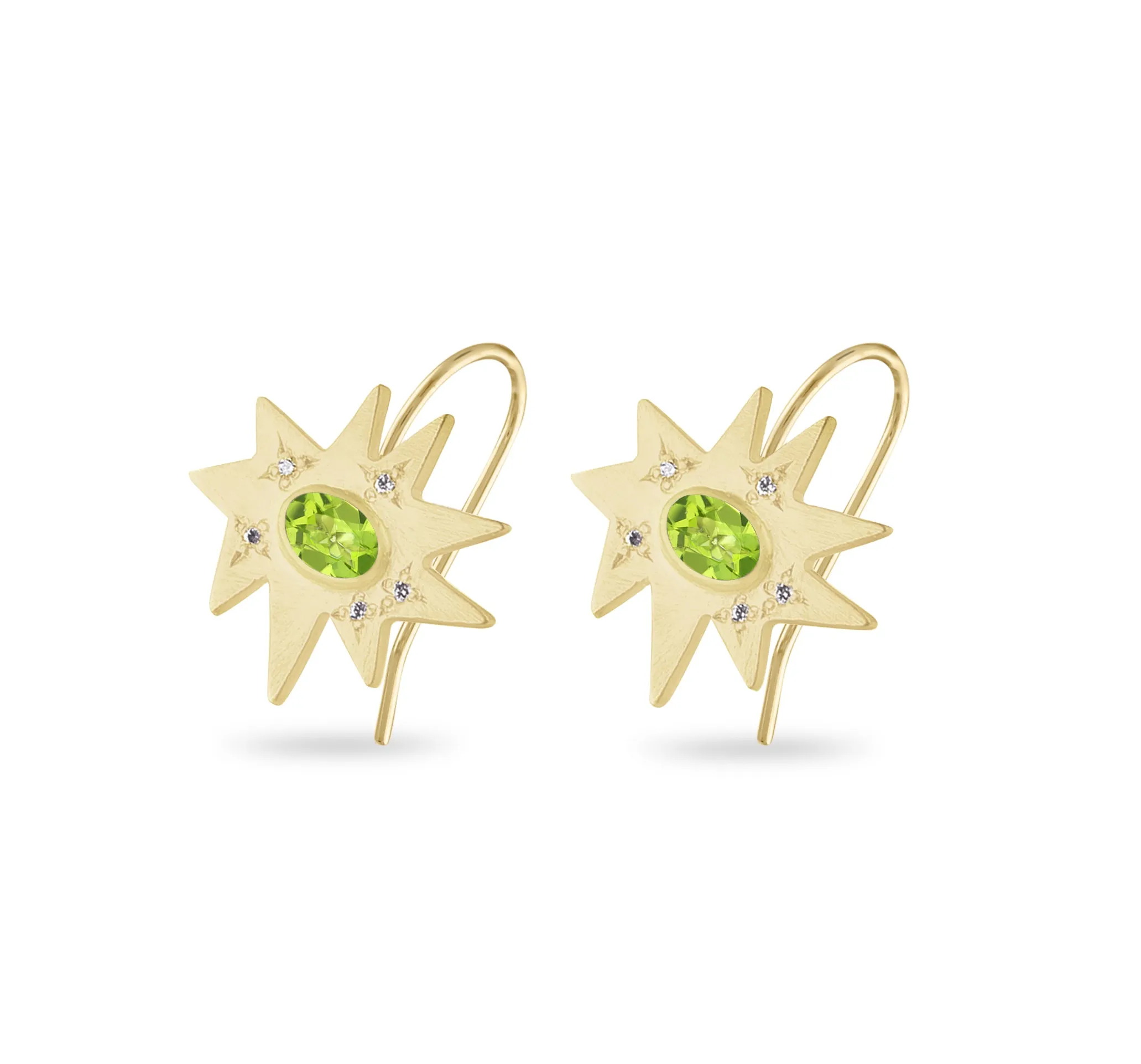 Gold Midi KAPOW! Earrings: Peridot