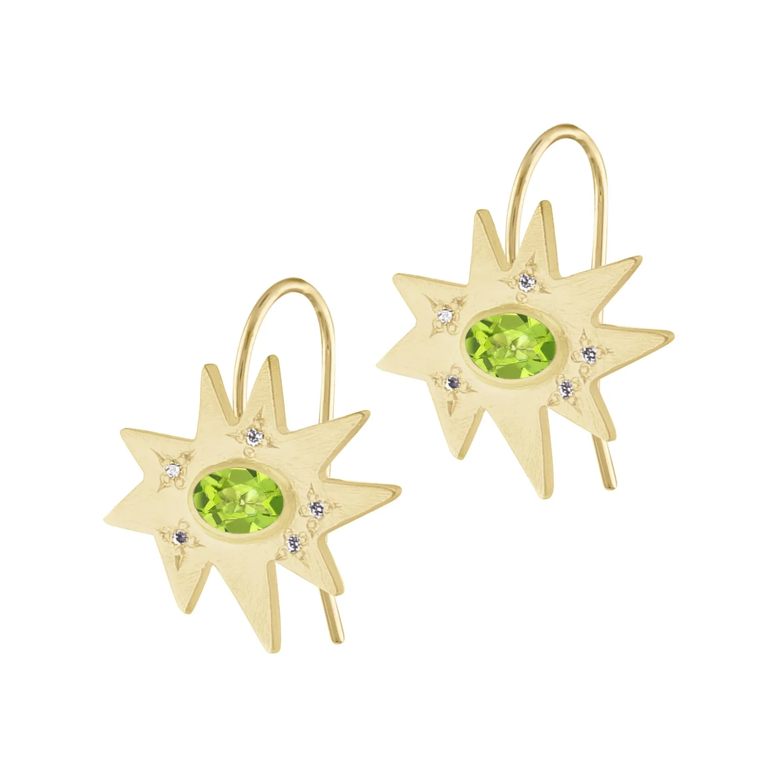 Gold Midi KAPOW! Earrings: Peridot