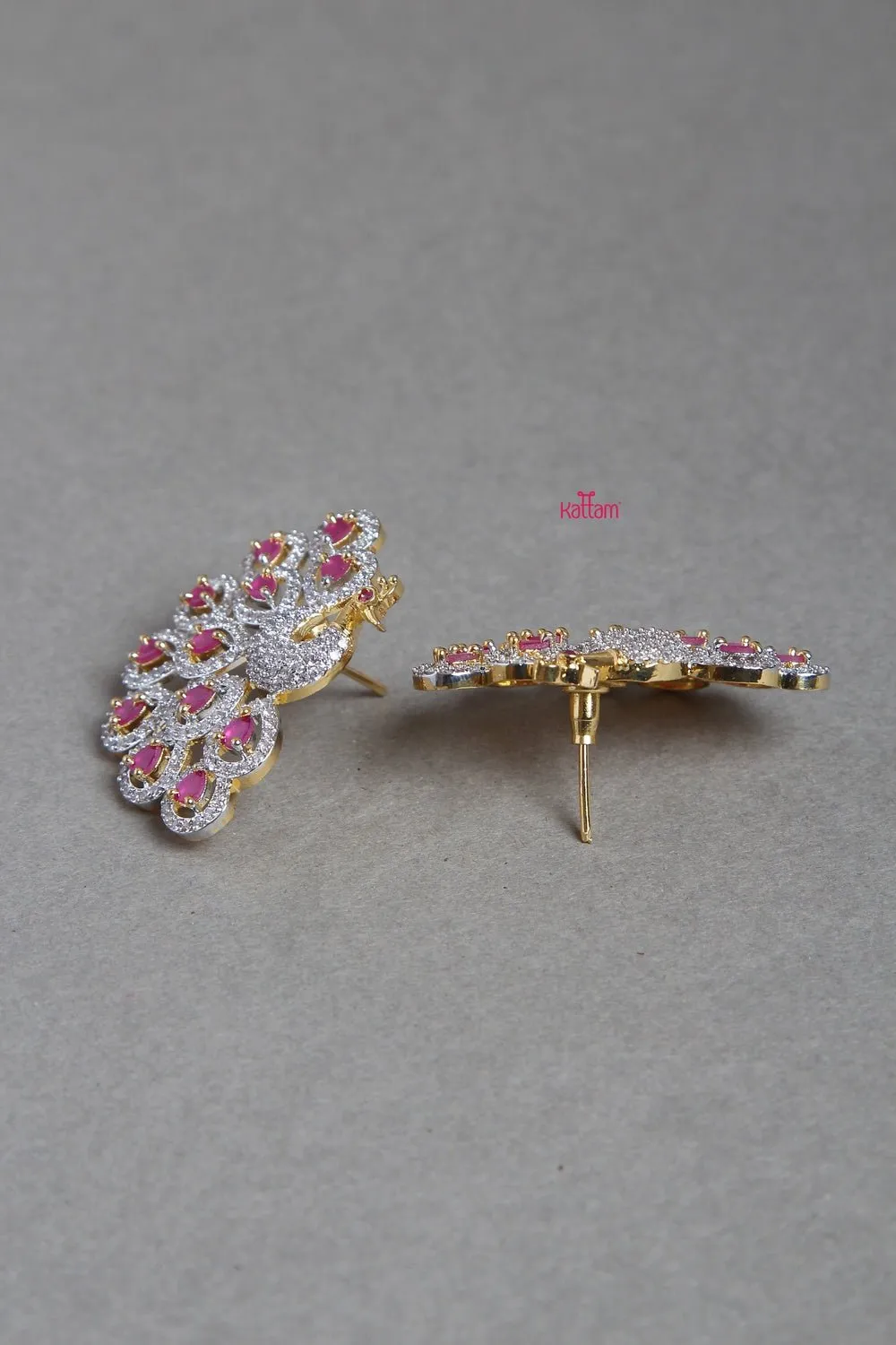 Grand Ruby Stone Peacock Earring