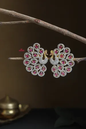 Grand Ruby Stone Peacock Earring