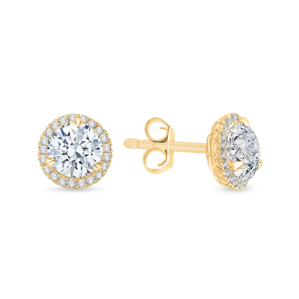 KATARINA 1 1/5 cttw Lab Grown Diamond Halo Earrings in 14k Gold