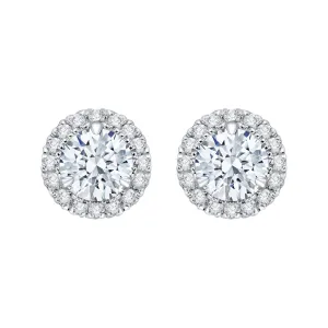 KATARINA 7/8 cttw Lab Grown Diamond Halo Earrings in 14k Gold