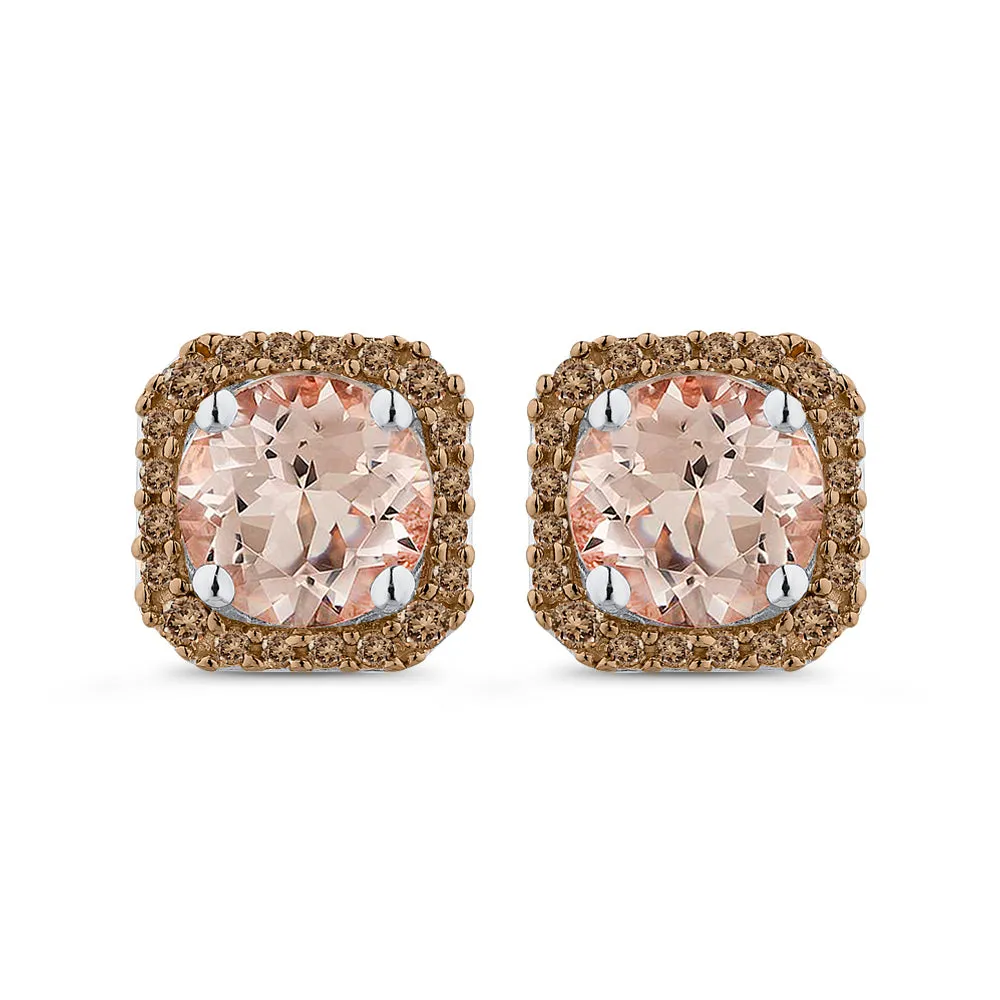 KATARINA Brown Diamond and Morginate Halo Earrings (2 1/6 cttw)