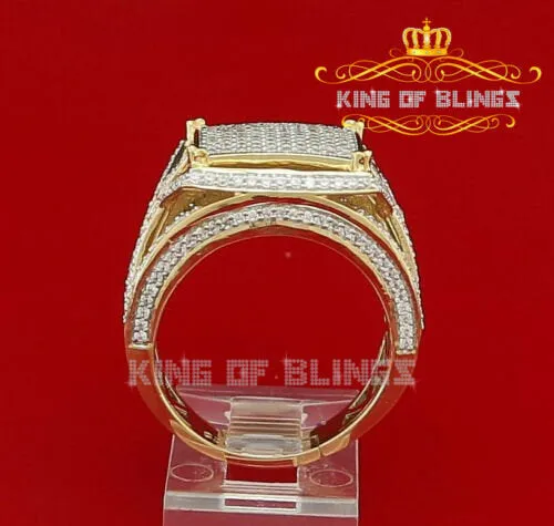 King Of Bling's 925 Yellow Silver Cubic Zirconia 3.00ct Men's Adjustable Ring From Size 9 to 11