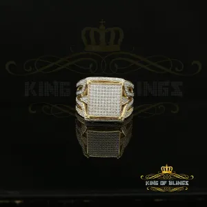 King Of Bling's 925 Yellow Silver Cubic Zirconia 3.00ct Men's Adjustable Ring From Size 9 to 11