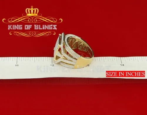 King Of Bling's 925 Yellow Silver Cubic Zirconia 3.00ct Men's Adjustable Ring From Size 9 to 11