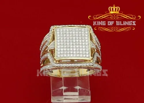 King Of Bling's 925 Yellow Silver Cubic Zirconia 3.00ct Men's Adjustable Ring From Size 9 to 11