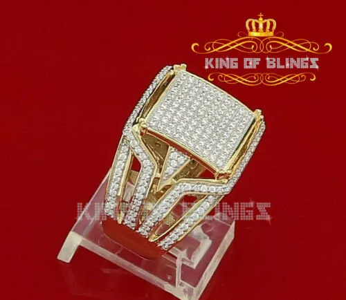 King Of Bling's 925 Yellow Silver Cubic Zirconia 3.00ct Men's Adjustable Ring From Size 9 to 11