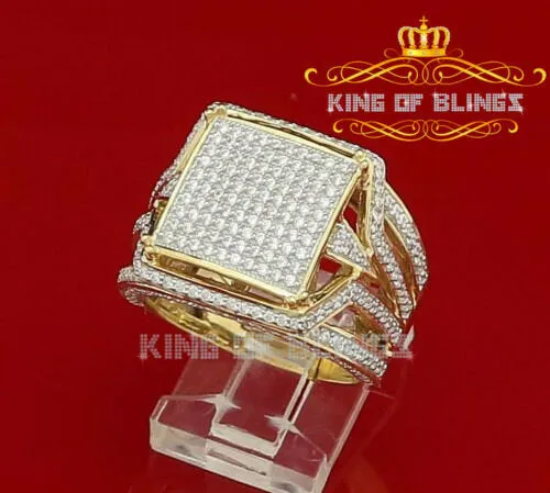 King Of Bling's 925 Yellow Silver Cubic Zirconia 3.00ct Men's Adjustable Ring From Size 9 to 11