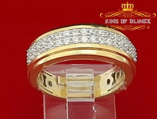 King Of Bling's Men's 13.00ct Cubic Zirconia Yellow Silver Round Adjustable Ring From SZ 9 to 11