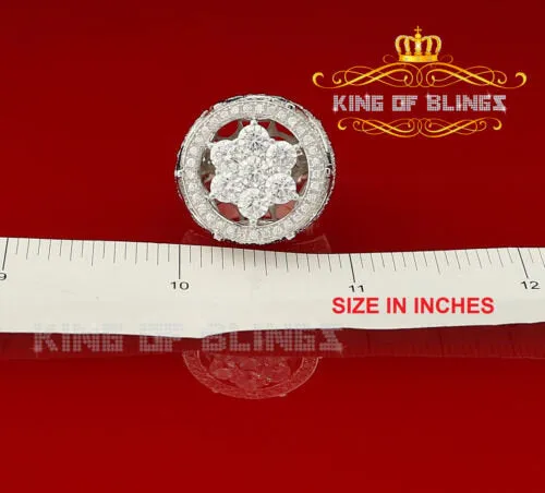 King Of Bling'sWhite Silver Cubic Zirconia 16.50ct Men's Adjustable Ring From Size 10 to 12