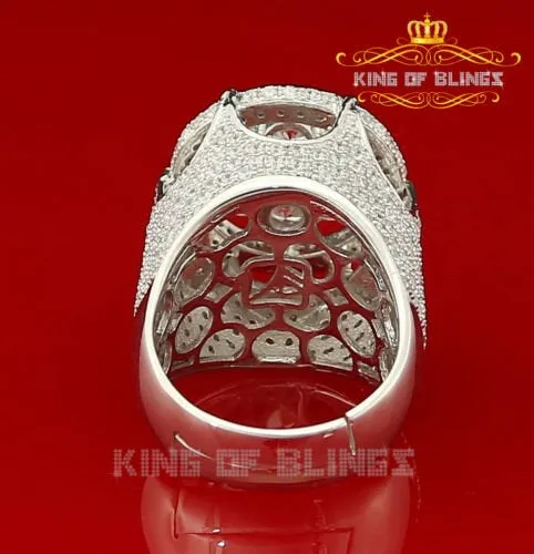 King Of Bling'sWhite Silver Cubic Zirconia 16.50ct Men's Adjustable Ring From Size 10 to 12