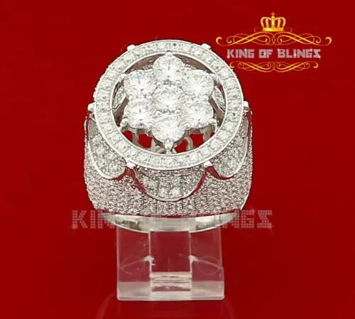 King Of Bling'sWhite Silver Cubic Zirconia 16.50ct Men's Adjustable Ring From Size 10 to 12