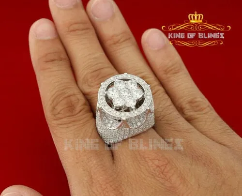 King Of Bling'sWhite Silver Cubic Zirconia 16.50ct Men's Adjustable Ring From Size 10 to 12