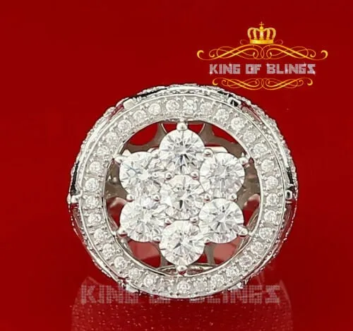 King Of Bling'sWhite Silver Cubic Zirconia 16.50ct Men's Adjustable Ring From Size 10 to 12