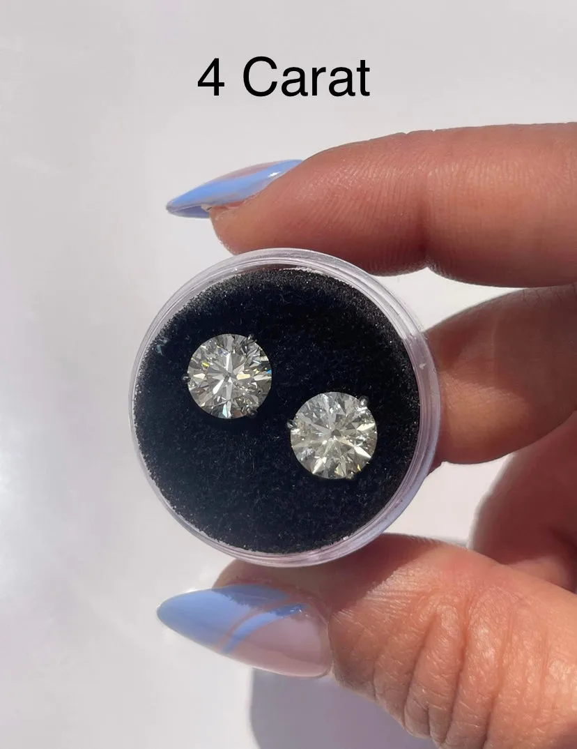 Lab Grown Round Diamond Stud Earrings - 4 Prong Screw Back Martini Setting