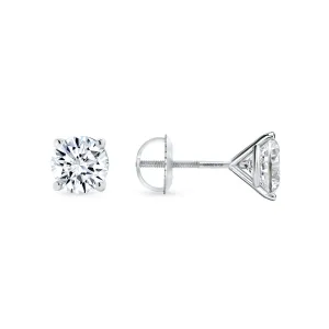 Lab Grown Round Diamond Stud Earrings - 4 Prong Screw Back Martini Setting