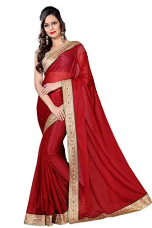 Livie Women's Art Silk Sarees Party Wear/Fancy Art Silk Sarees/Embroidered Art Silk Sarees - Ruby Red