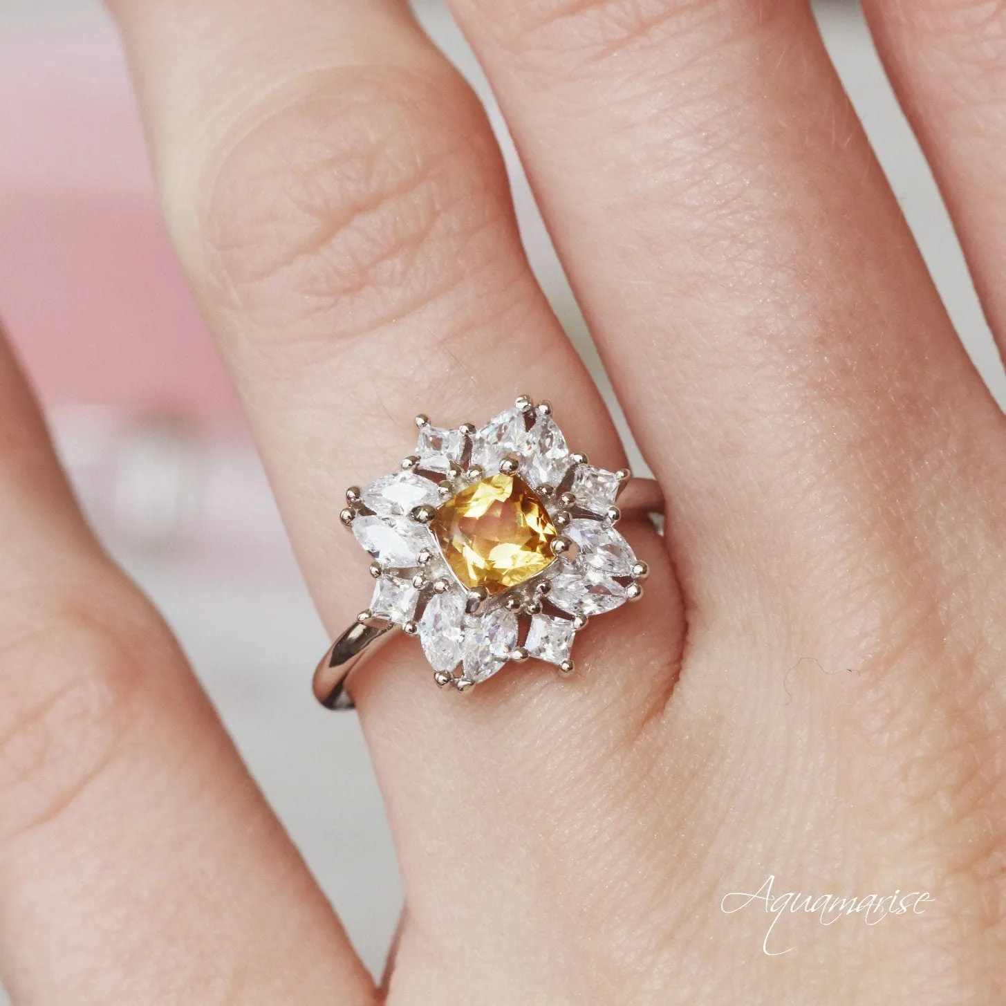 Magnolia Citrine Ring- Sterling Silver