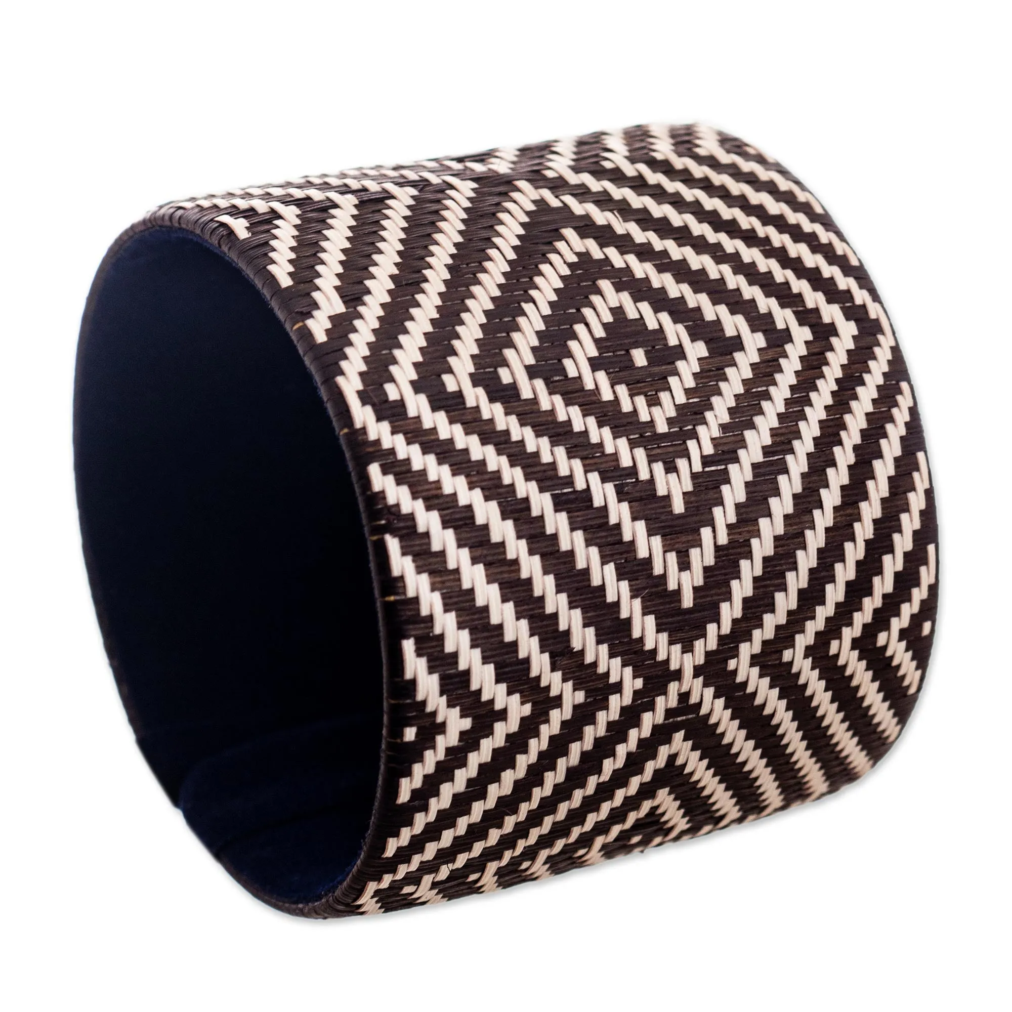 Natural Fiber Dark Brown and Ivory Cuff Bracelet - Singing Dove | NOVICA