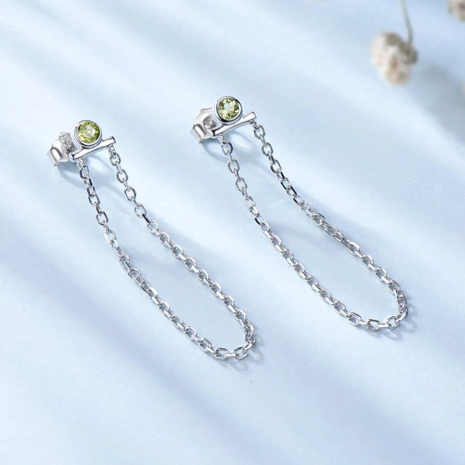 Natural Peridot drop earrings for women