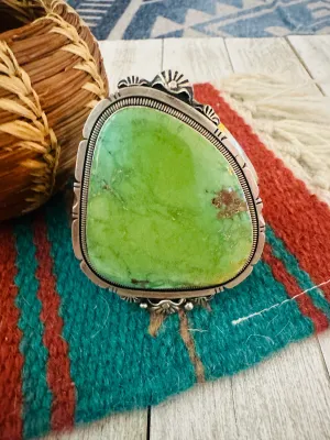 Navajo Gaspeite & Sterling Silver Cuff Bracelet by Wydell Billie