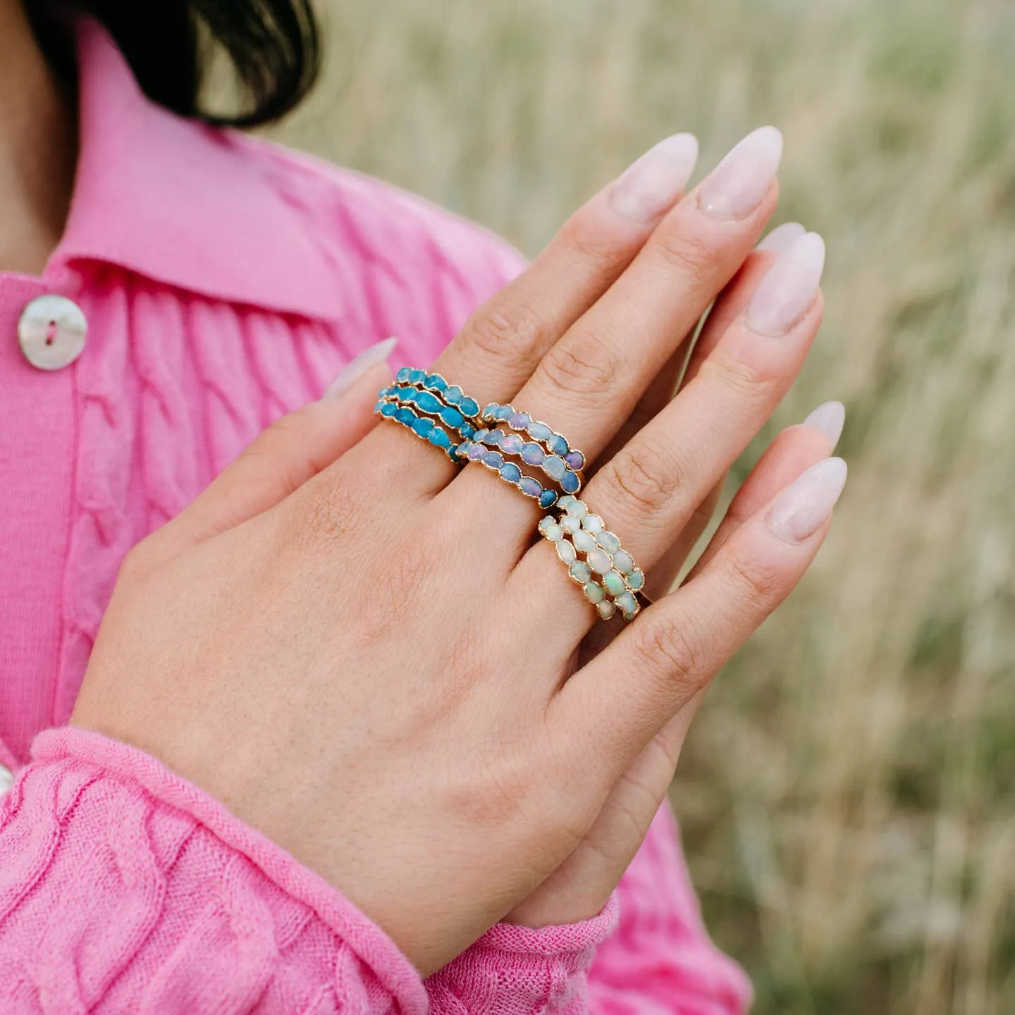 NEW! Blue Opal 14k Gold Plated Ring by Dani Barbe