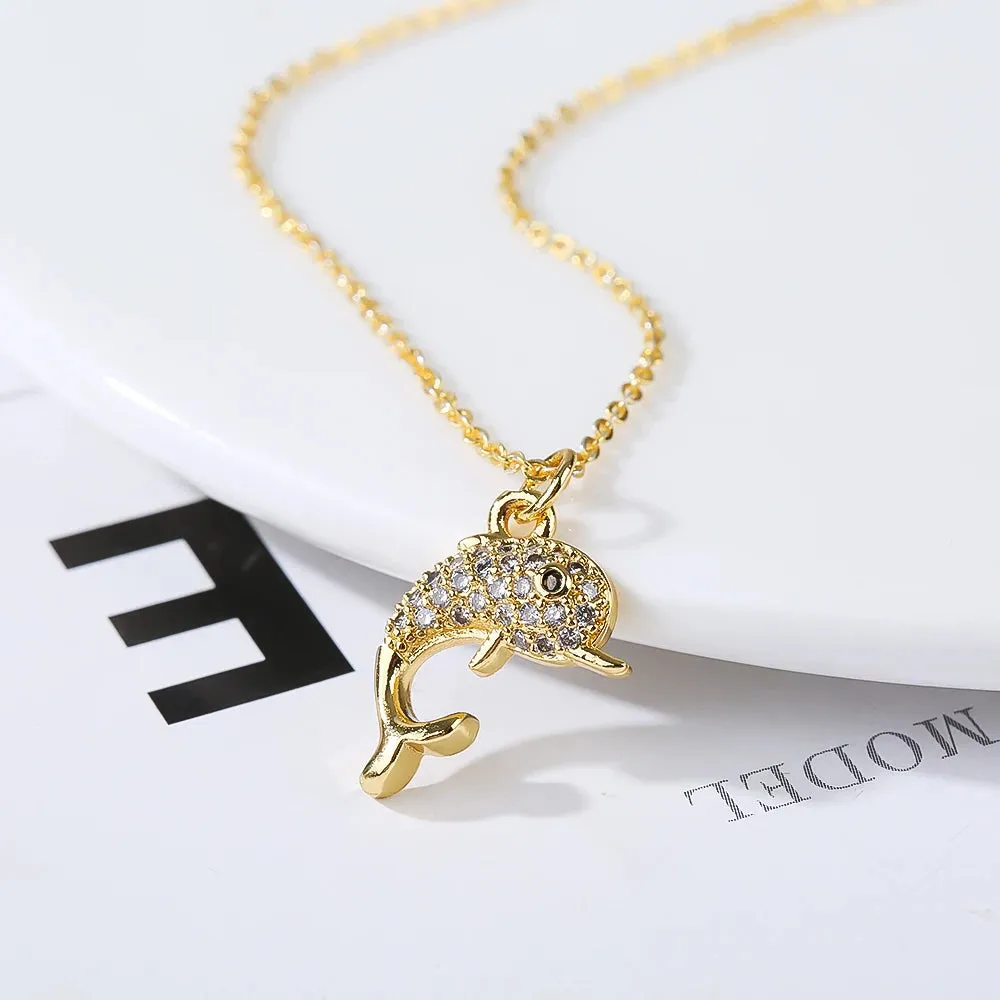 New Geometric Multi Style Micro Inlaid Zircon Gold Plated Copper Men And Women Fashion Pendant Necklace Wholesale Gifts