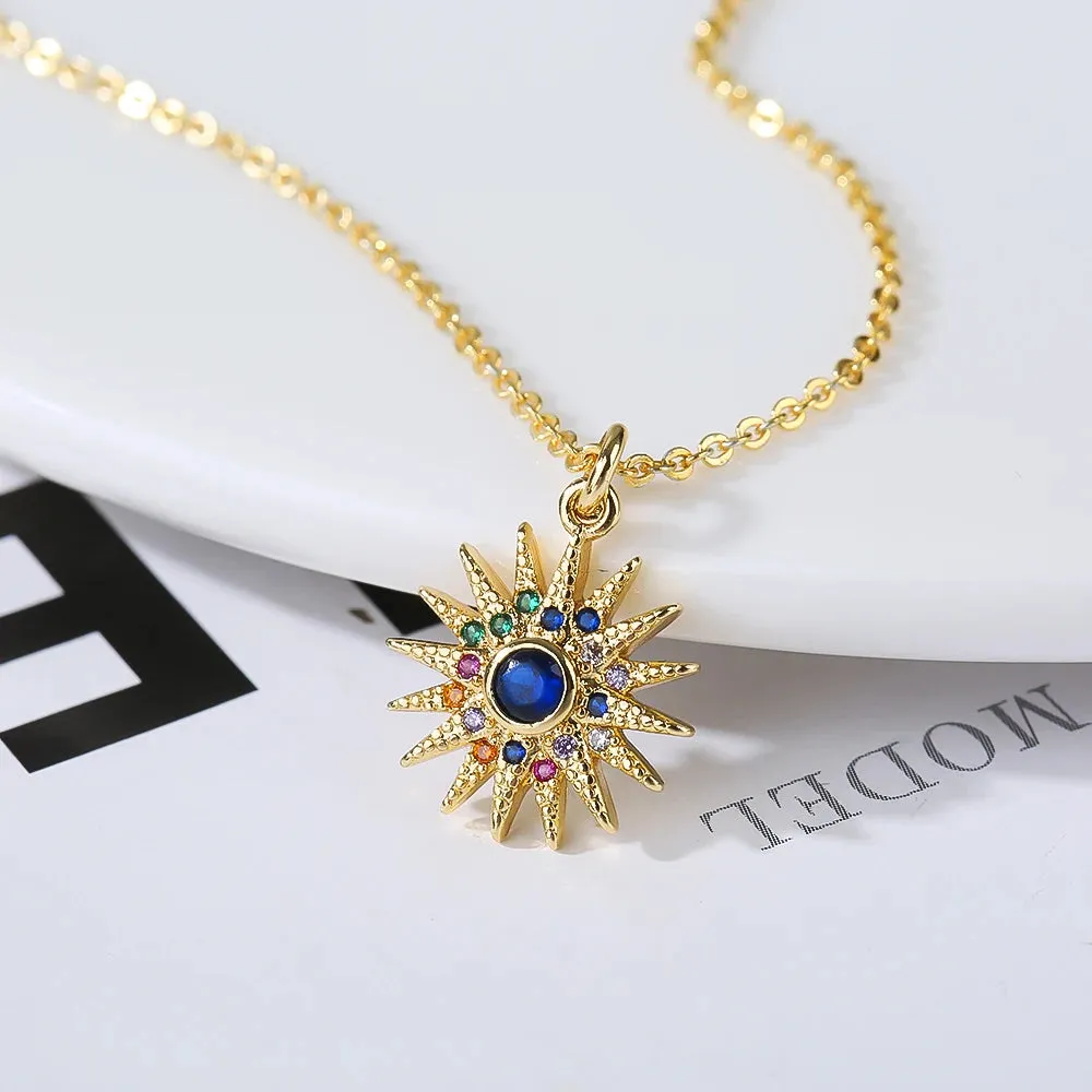 New Geometric Multi Style Micro Inlaid Zircon Gold Plated Copper Men And Women Fashion Pendant Necklace Wholesale Gifts