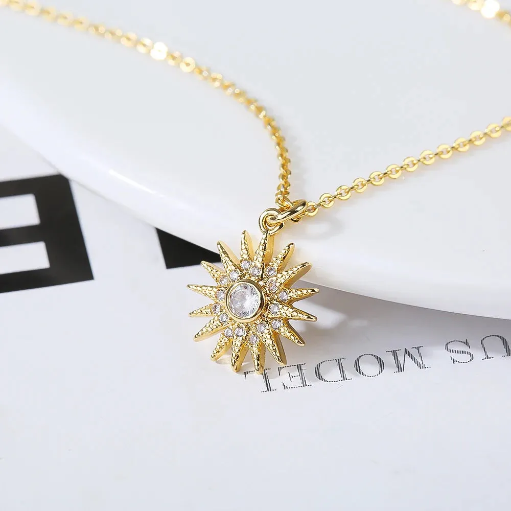 New Geometric Multi Style Micro Inlaid Zircon Gold Plated Copper Men And Women Fashion Pendant Necklace Wholesale Gifts