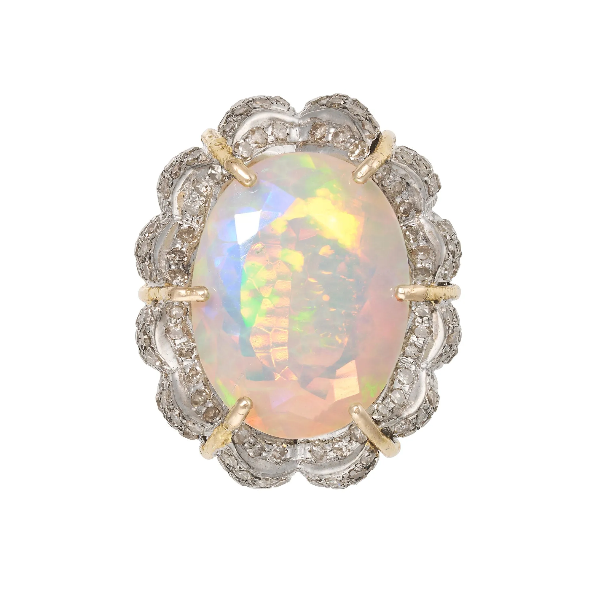 *NEW* Vintage Opal & Diamond Cluster 18ct Yellow Gold