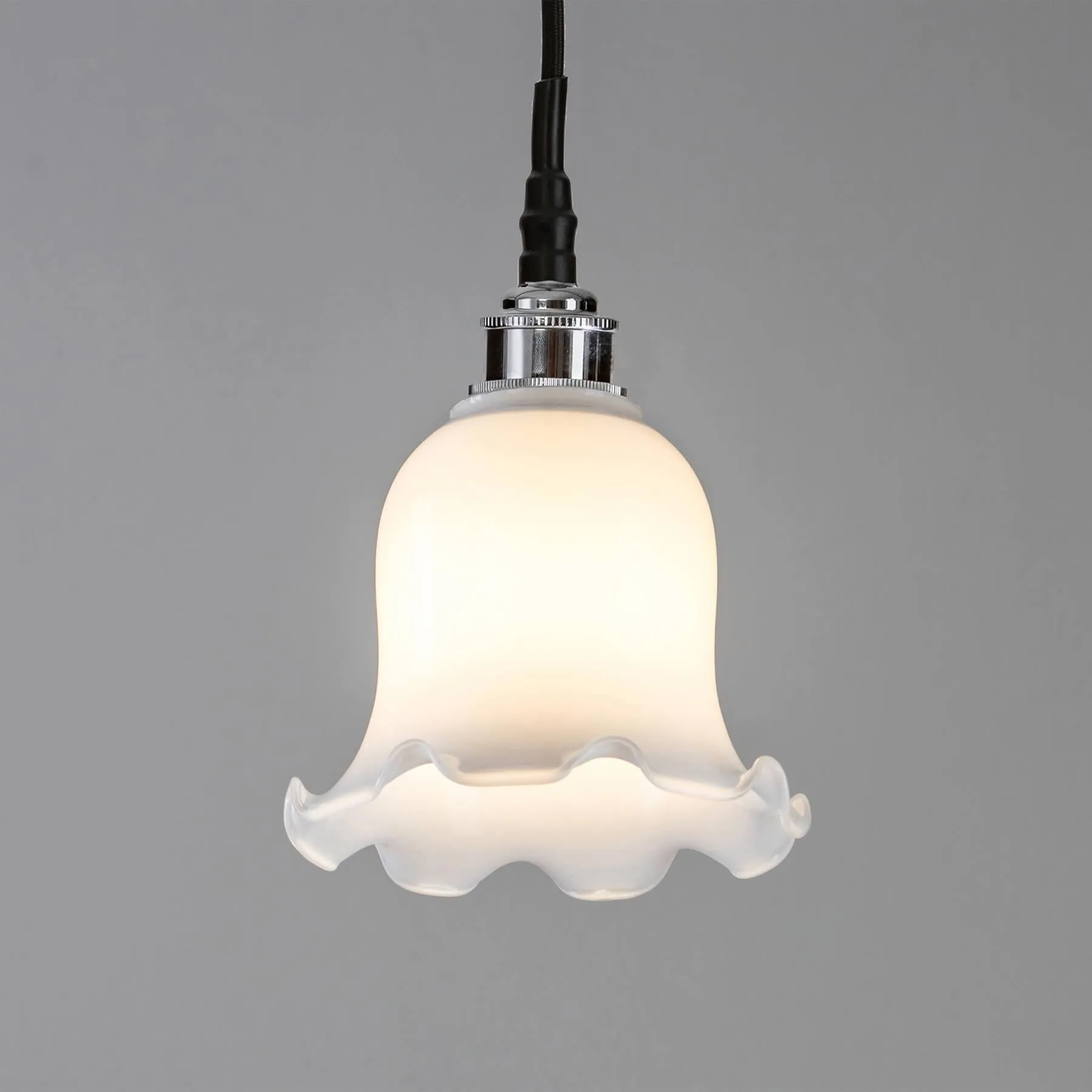 Old School Electric Tulip opal glass bathroom pendant light