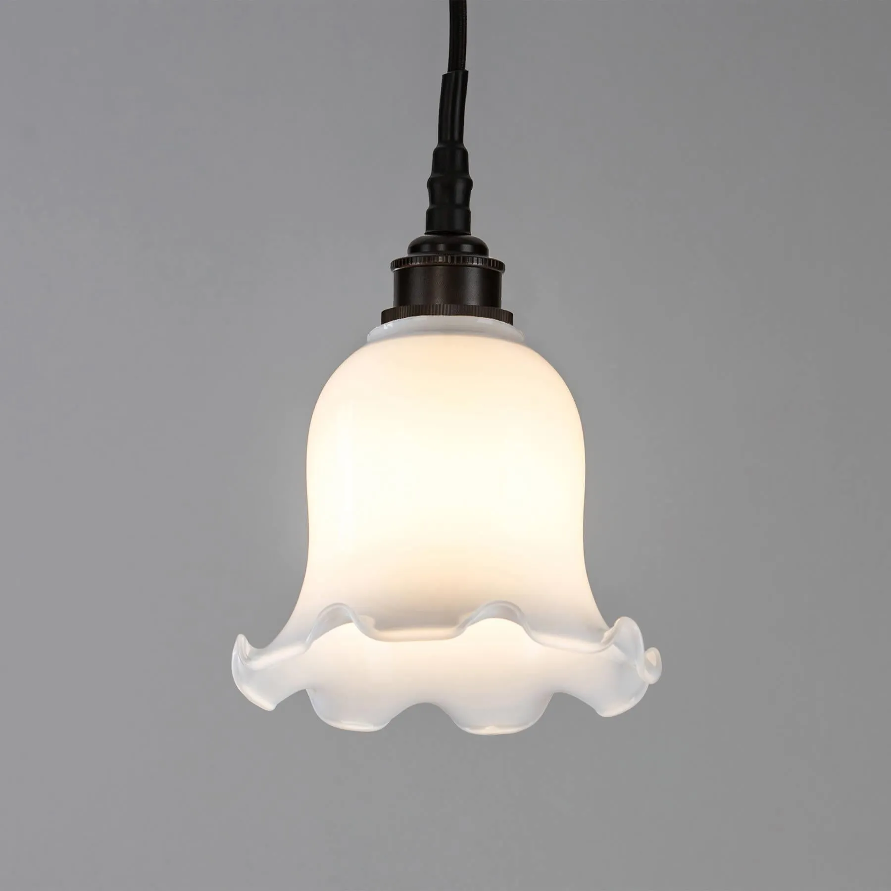 Old School Electric Tulip opal glass bathroom pendant light