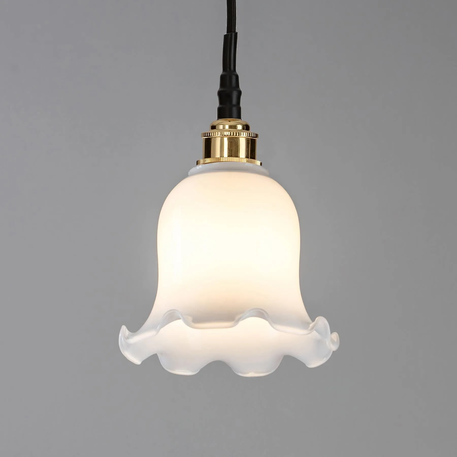 Old School Electric Tulip opal glass bathroom pendant light