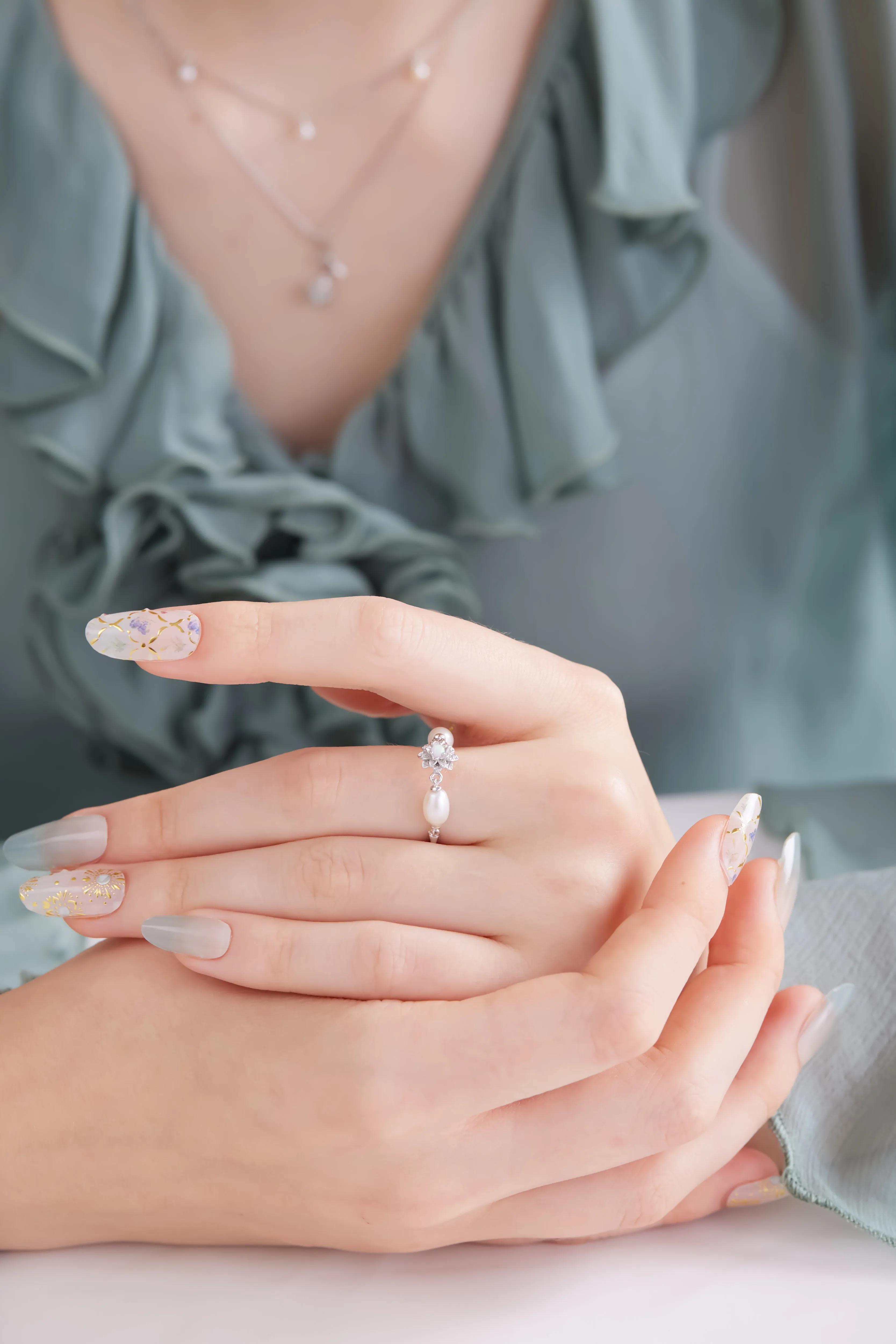 Opal & Freshwater Pearl Silver Ring - Marigold